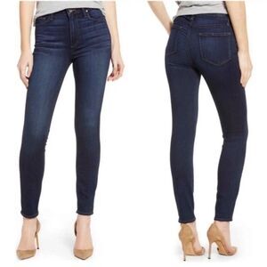 NWT Paige Hoxton Ankle High Rise Distressed Skinny Jeans Dark Wash Stretch